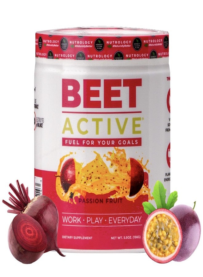 Nutrology Beet Active, Natural Pre-Workout Powder, Supports Energy, Endurance & Nitric Oxide Flow with Beet Powder, Yerba Mate & Electrolytes, Vegan Pre Workout, Passion Fruit Flavor, 30 Servings - Image 1